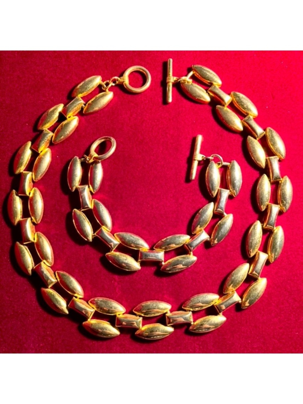 New Thick Gold Link Necklace & Bracelet Set